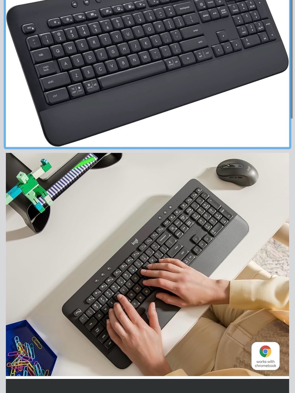 Wireless Keyboard with Palm Rest - Black